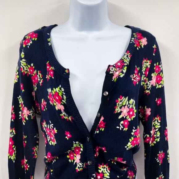 Y2K 2000s Hollister Floral Print Pattern Button Front Cardigan Sweater Top - Picture 3 of 7